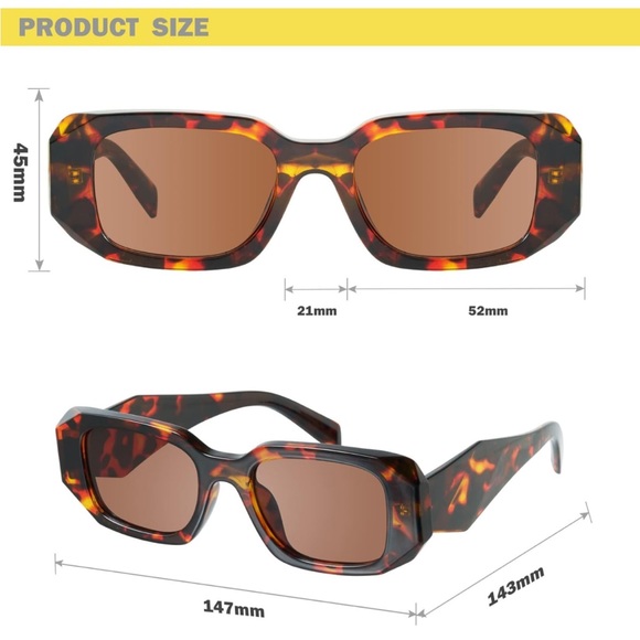 ๐ MUST GO ๐ Trendy rectangle tortoiseshell sunglasses - Picture 2 of 5